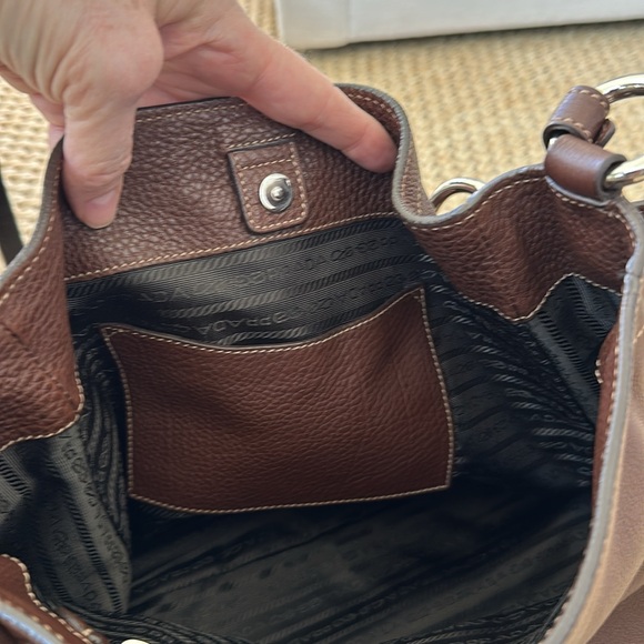 Prada Vitello Daino Hobo Shoulder Bag BROWN - Picture 11 of 16